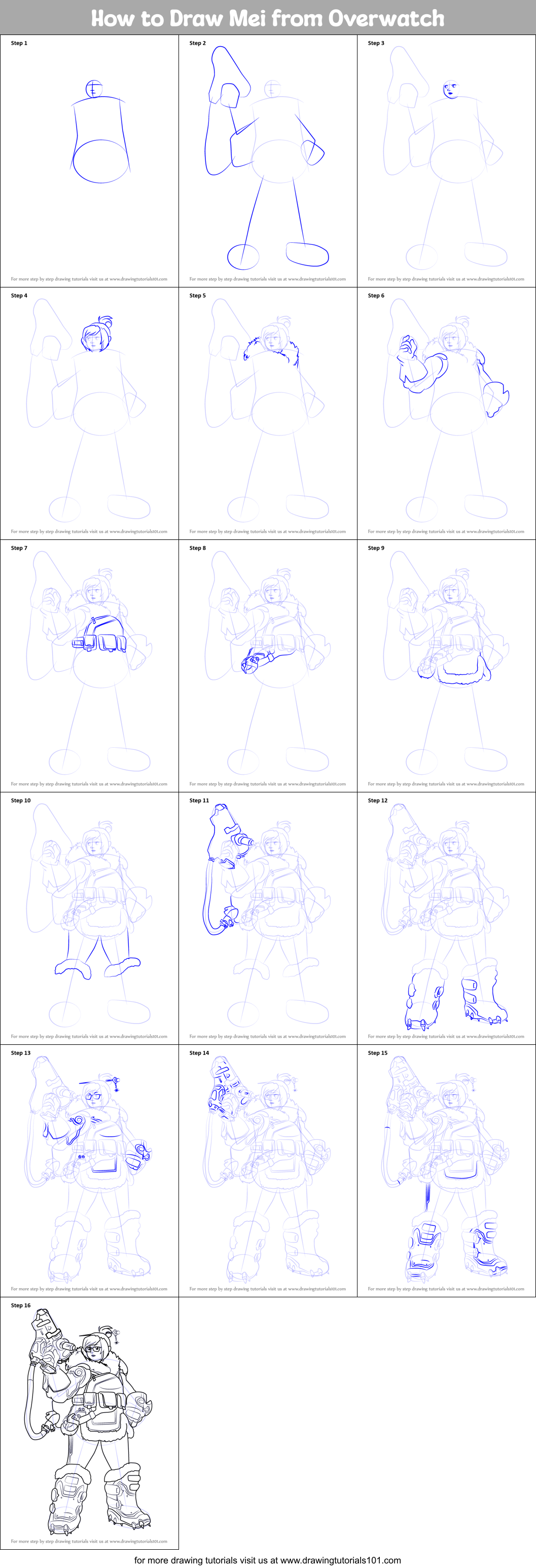 How to Draw Mei from Overwatch (Overwatch) Step by Step ...