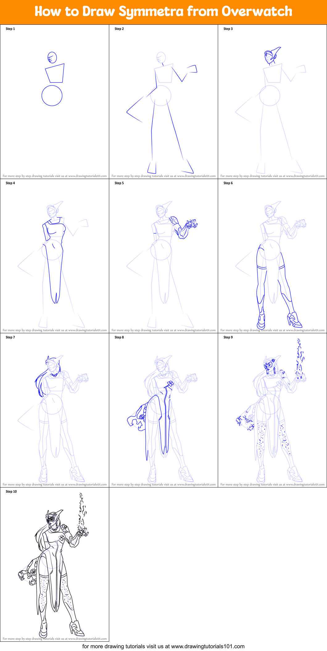 How to Draw Symmetra from Overwatch Printable Step by Step