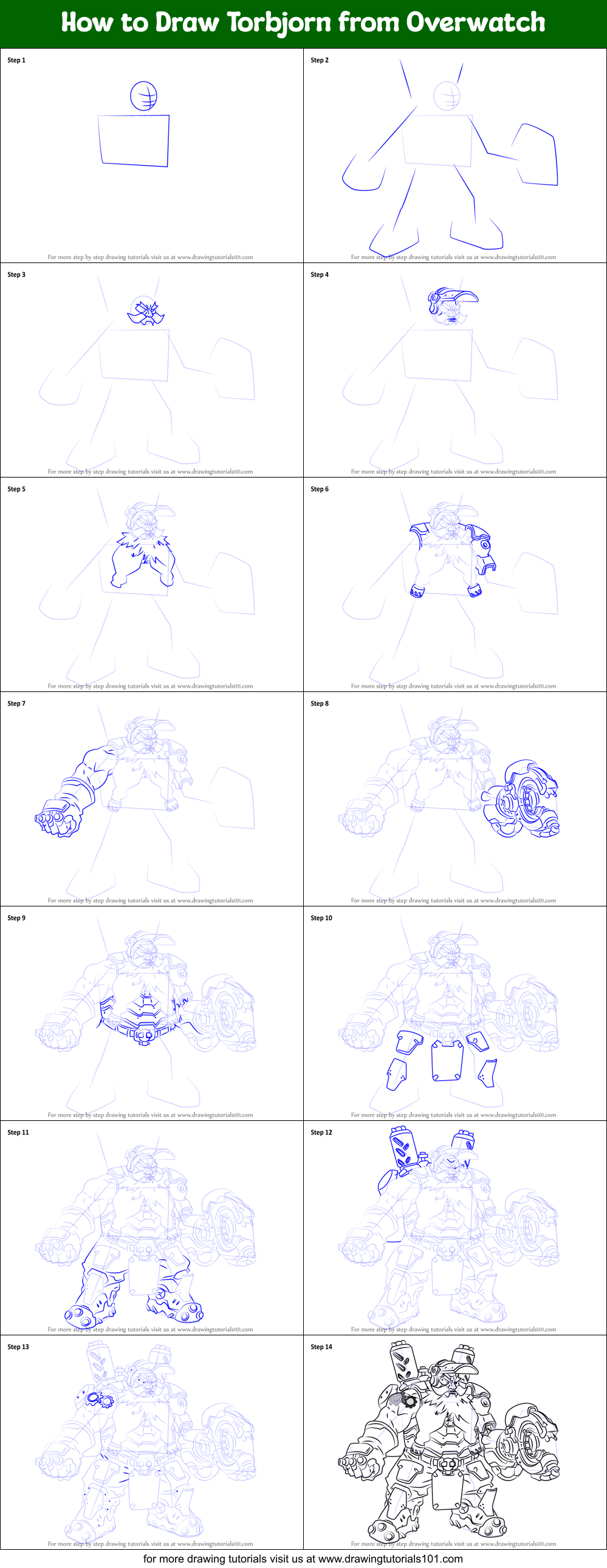 How to Draw Torbjorn from Overwatch Printable Step by Step