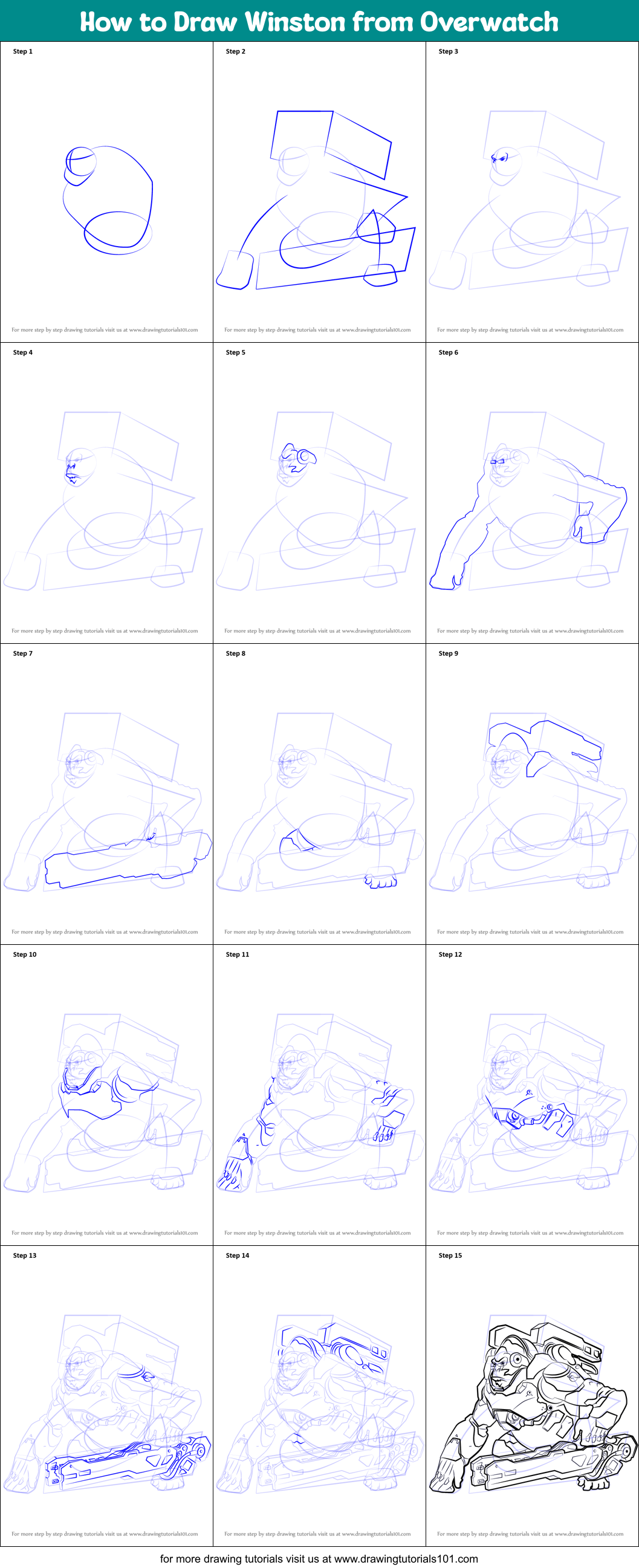 How to Draw Winston from Overwatch Printable Step by Step