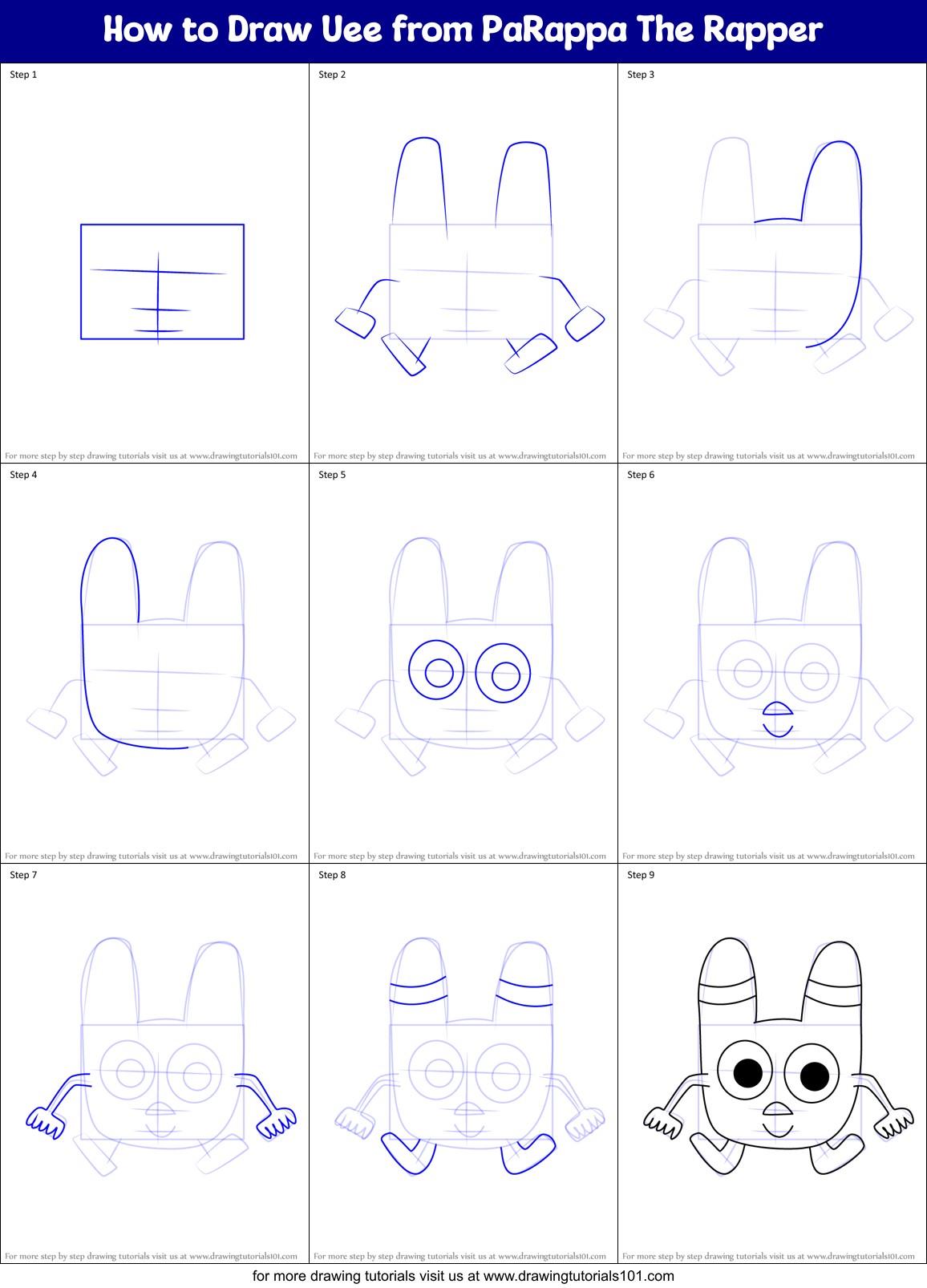 How to Draw Uee from PaRappa The Rapper Printable Step by Step