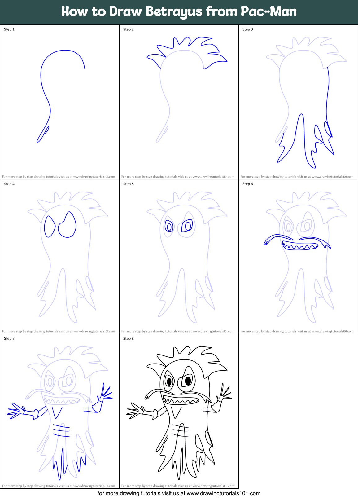 How to Draw Betrayus from Pac-Man Printable Step by Step