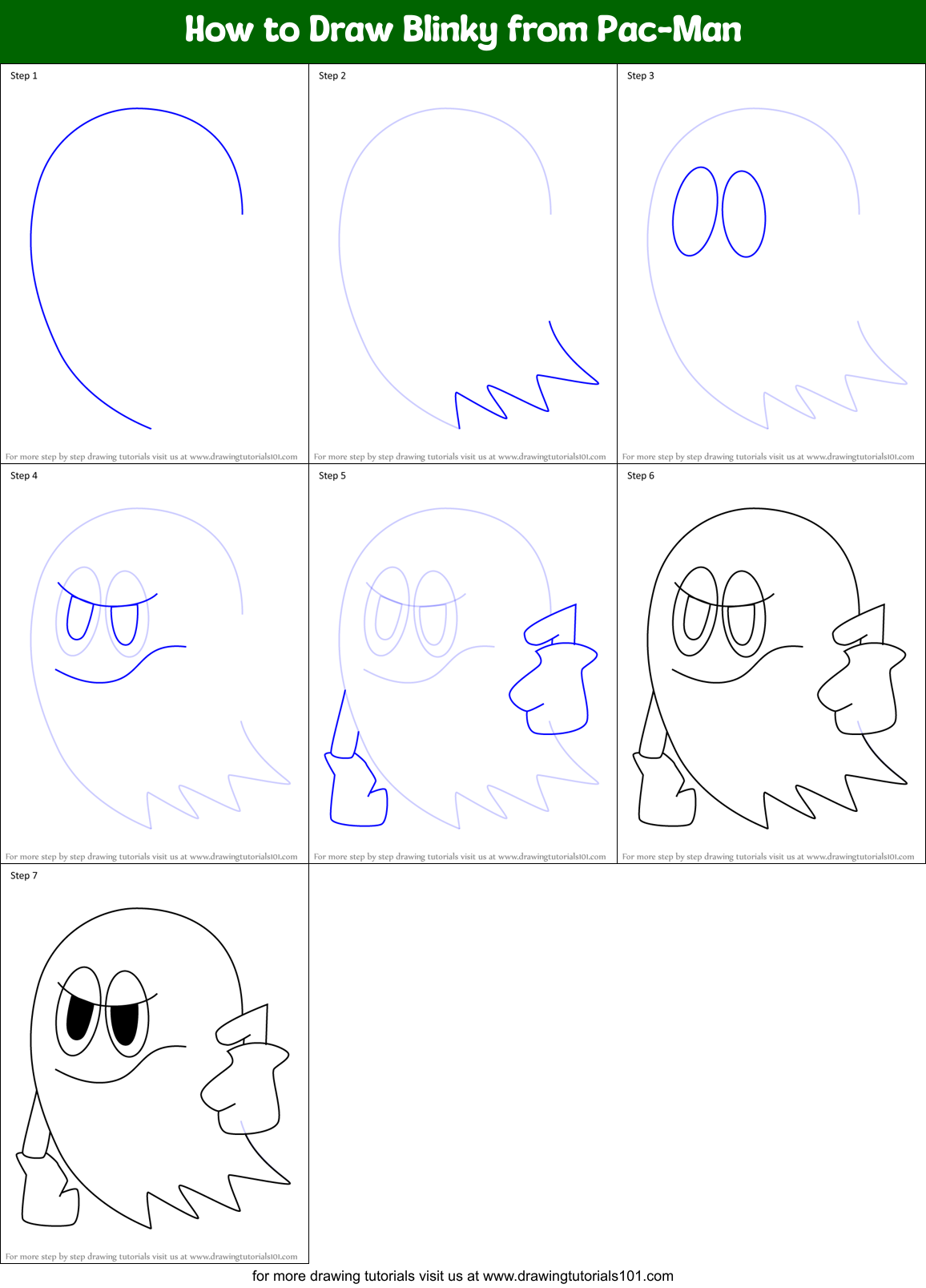 How to Draw Blinky from Pac-Man Printable Step by Step