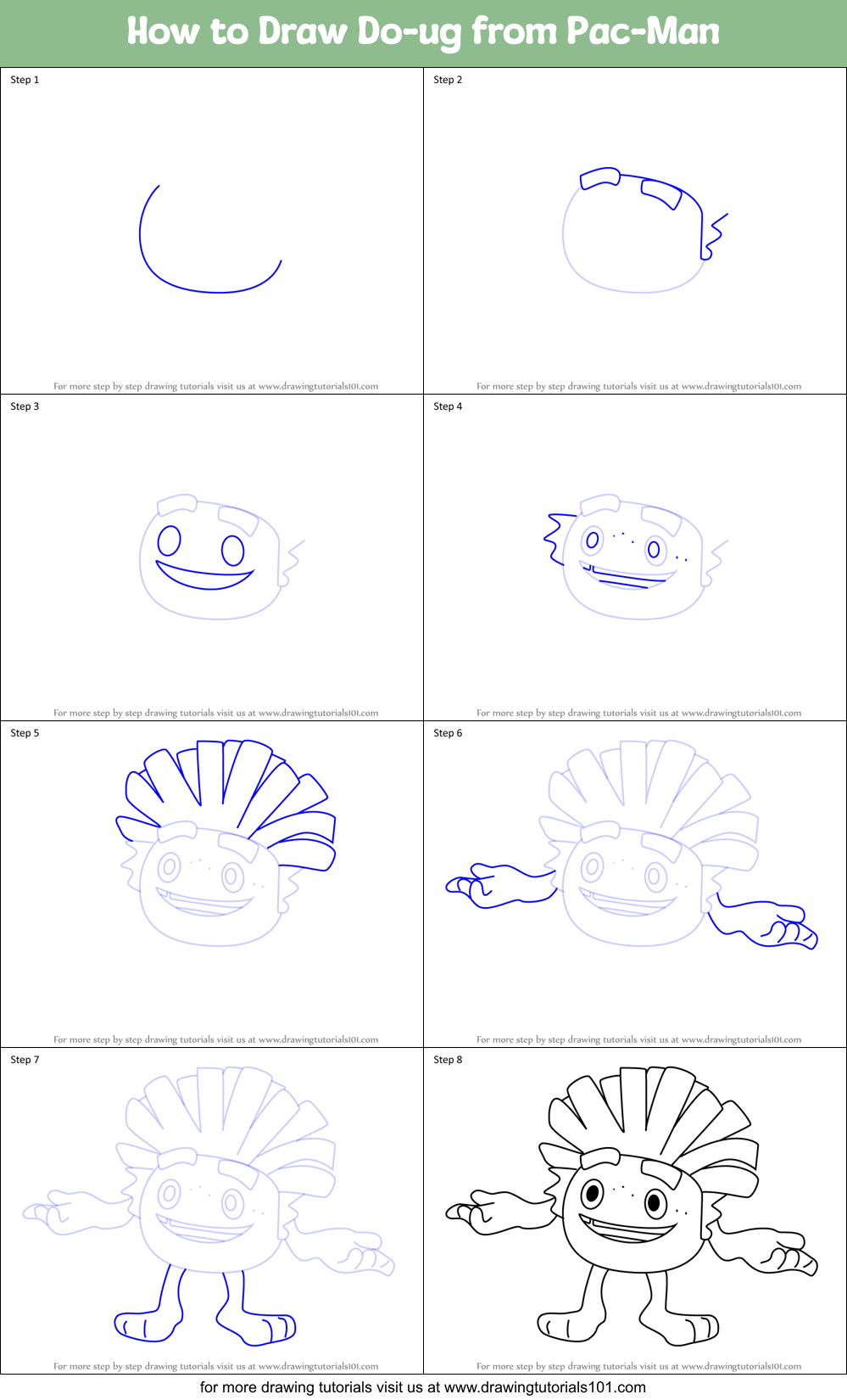 How to Draw Do-ug from Pac-Man Printable Step by Step