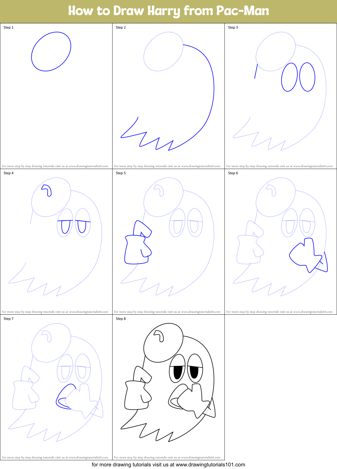How to Draw Harry from Pac-Man Printable Step by Step