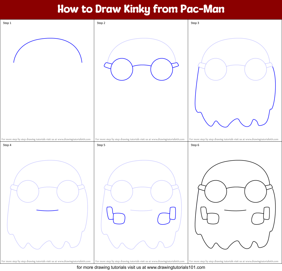 How to Draw Kinky from Pac-Man Printable Step by Step