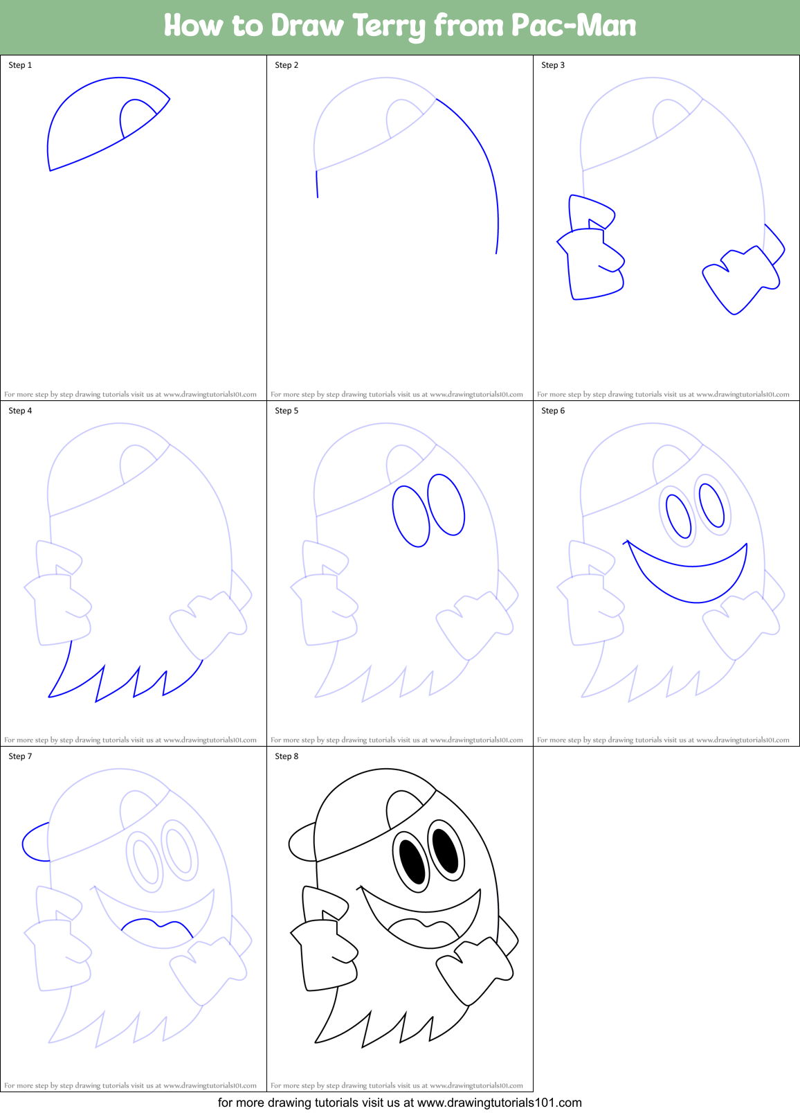 How to Draw Terry from Pac-Man Printable Step by Step