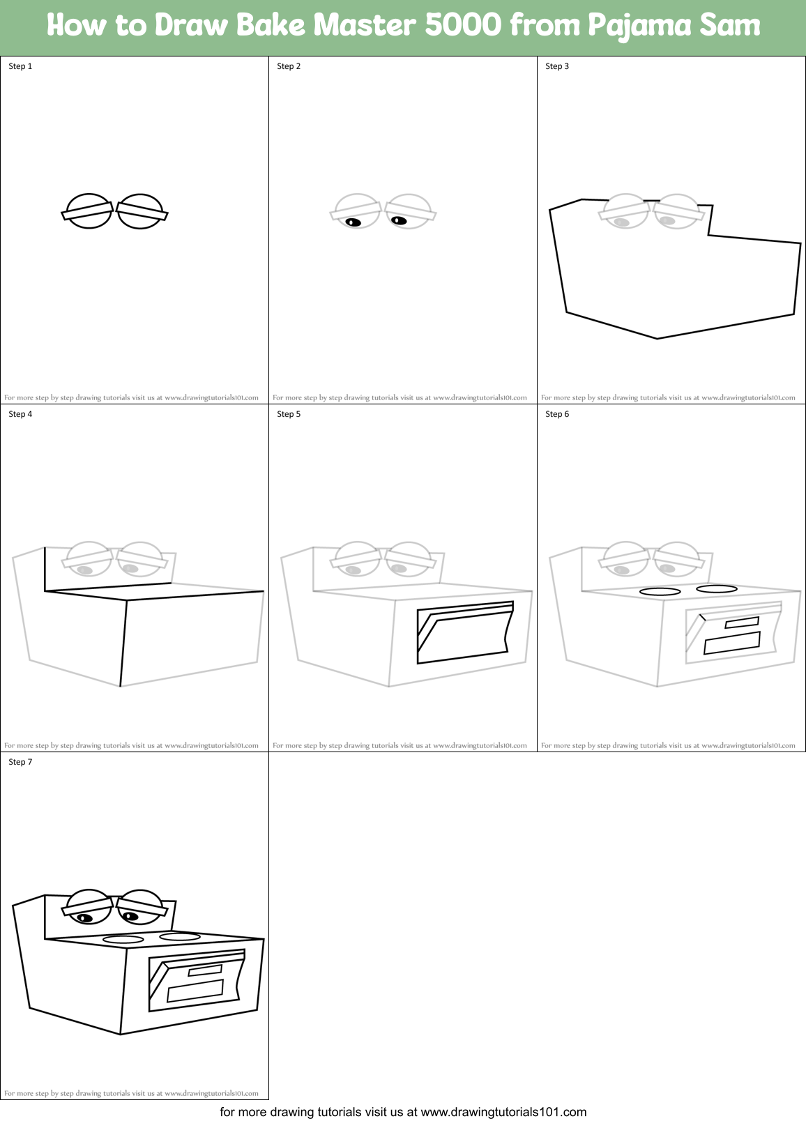 How to Draw Bake Master 5000 from Pajama Sam Printable Step by Step