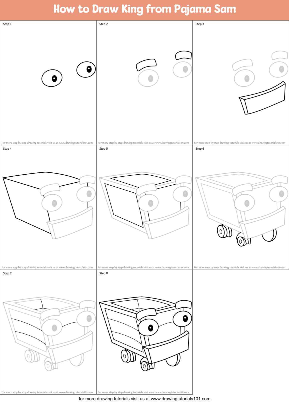 How to Draw King from Pajama Sam Printable Step by Step