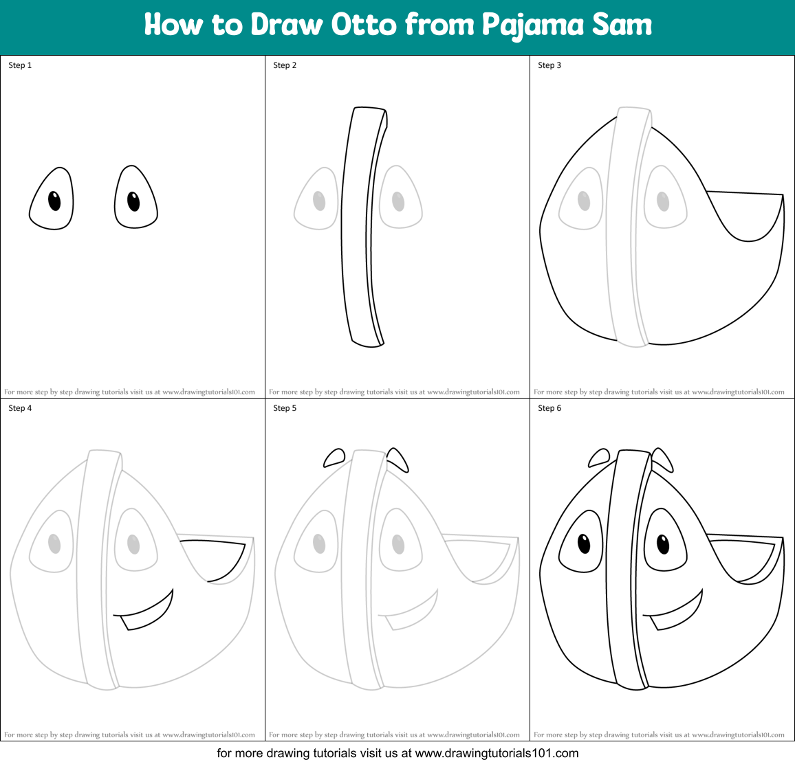 How to Draw Otto from Pajama Sam Printable Step by Step