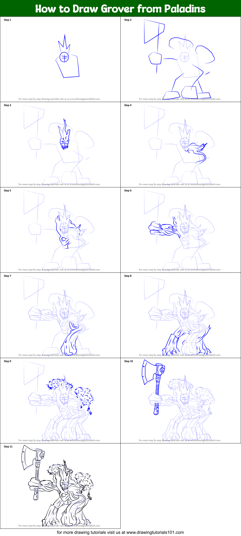 How to Draw Grover from Paladins Printable Step by Step