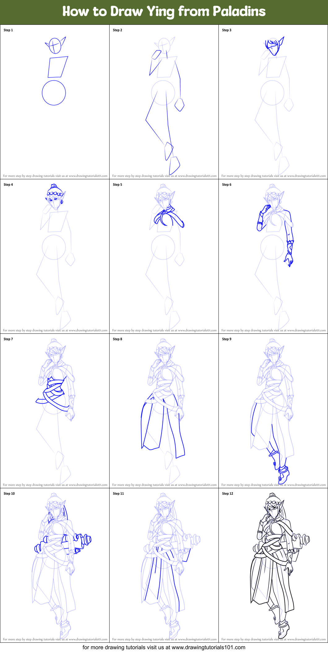 How to Draw Ying from Paladins Printable Step by Step