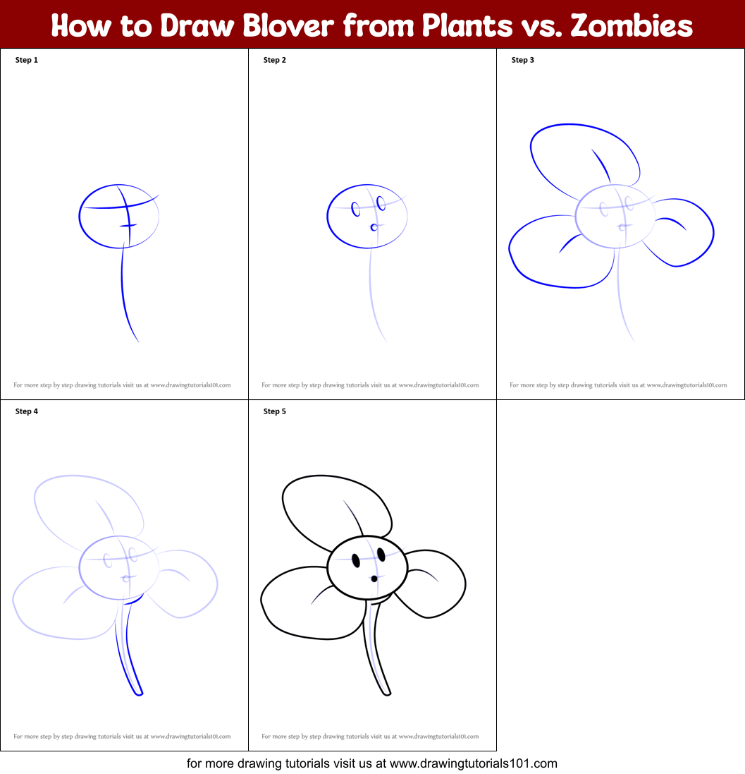 How to Draw Blover from Plants vs. Zombies Printable Step by Step