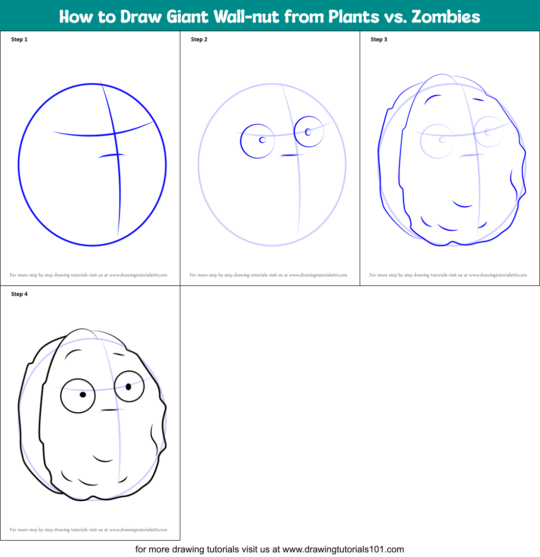 How to Draw Giant Wall-nut from Plants vs. Zombies Printable Step by Step