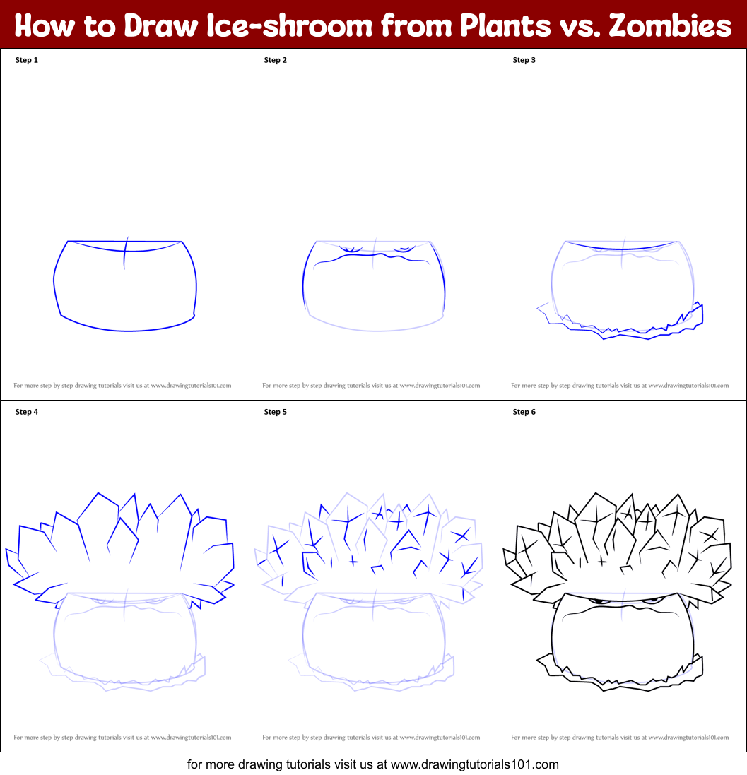 How to Draw Ice-shroom from Plants vs. Zombies Printable Step by Step