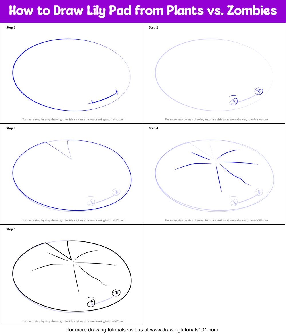 How to Draw Lily Pad from Plants vs. Zombies Printable Step by Step