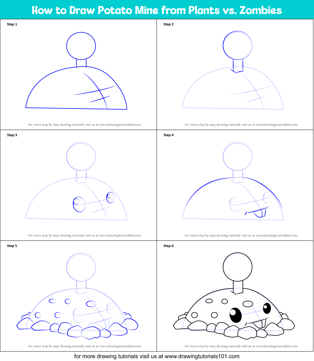 How to Draw Potato Mine from Plants vs. Zombies Printable Step by Step