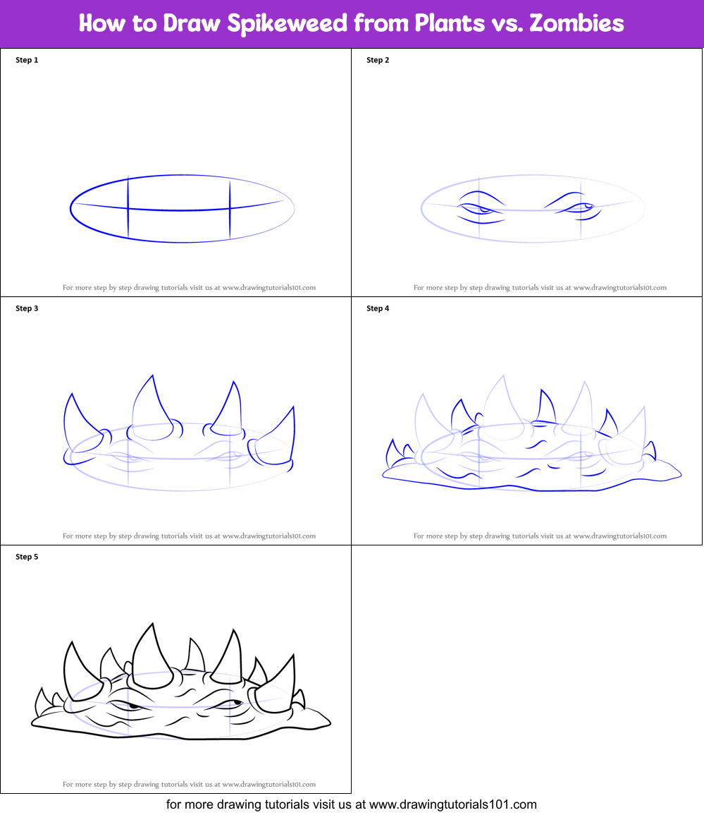 How to Draw Spikeweed from Plants vs. Zombies Printable Step by Step