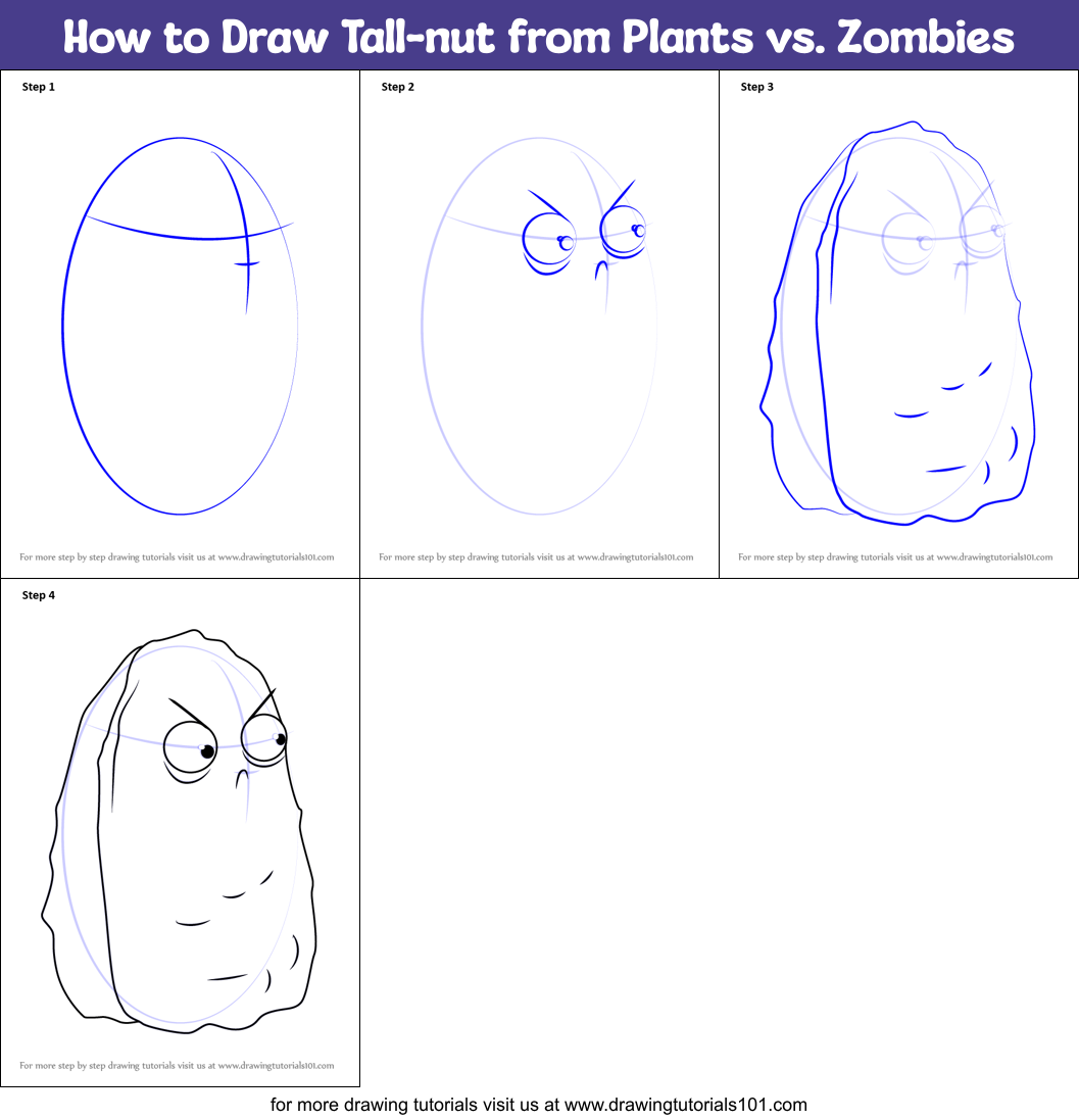 How to Draw Tall-nut from Plants vs. Zombies Printable Step by Step