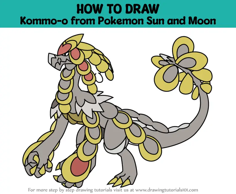How to Draw Kommo-o from Pokemon Sun and Moon (Pokémon Sun and Moon) Step  by Step
