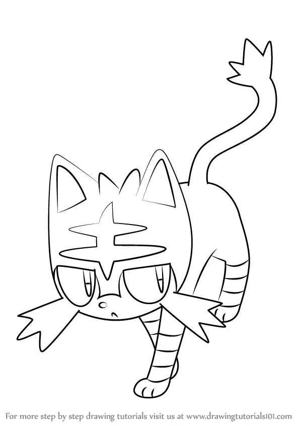 how to draw Litten from Pokemon Sun and Moon step 0