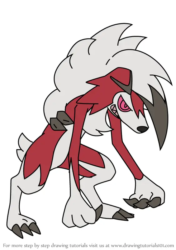 Learn How To Draw Lycanroc Midnight Form From Pokemon Sun And Moon Pokemon Sun And Moon Step By Step Drawing Tutorials