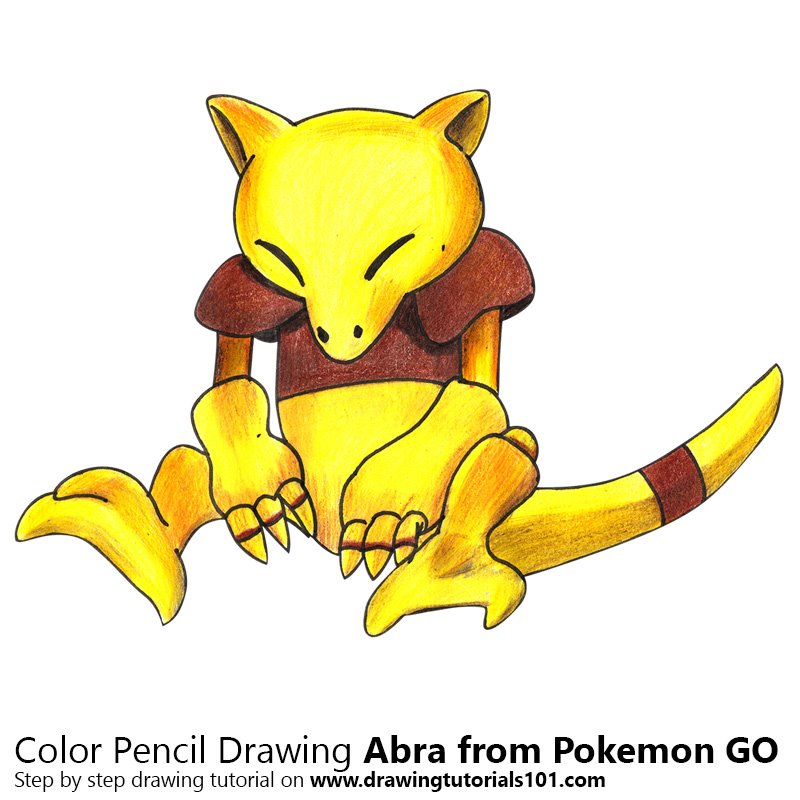 How to Draw Abra from Pokemon GO by Color Pencils