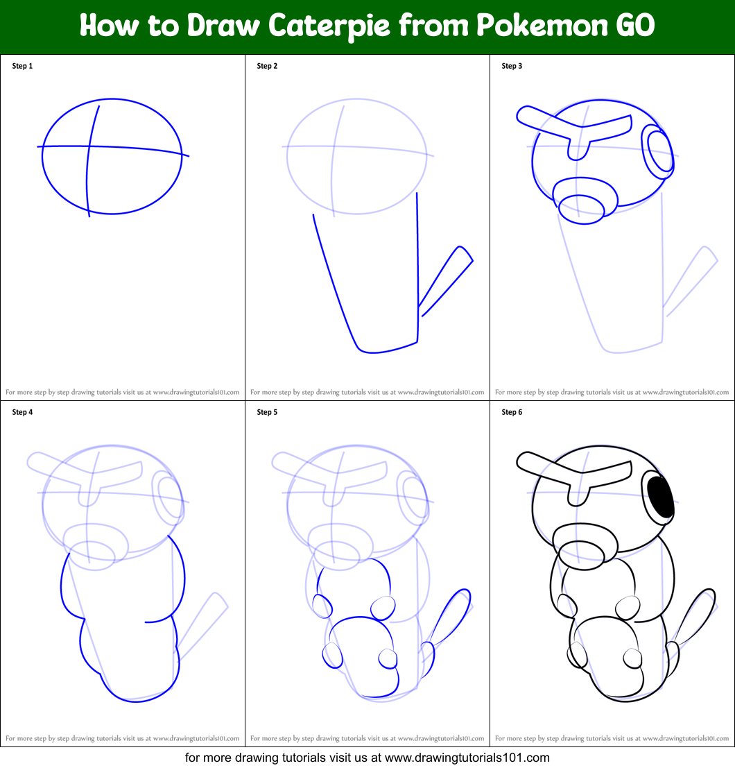 How to Draw Caterpie from Pokemon GO Printable Step by Step