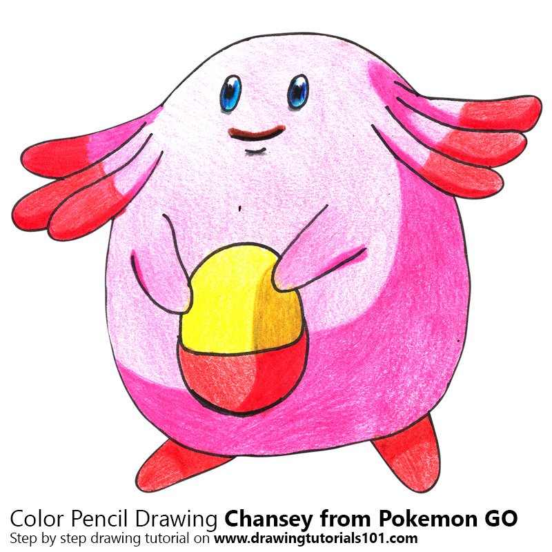 How to Draw Chansey from Pokemon GO by Color Pencils