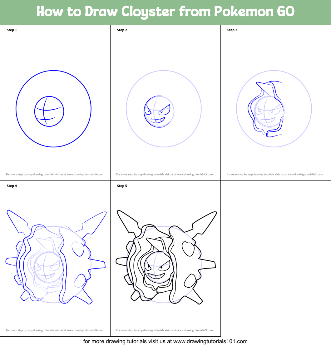 How to Draw Cloyster from Pokemon GO Printable Step by Step