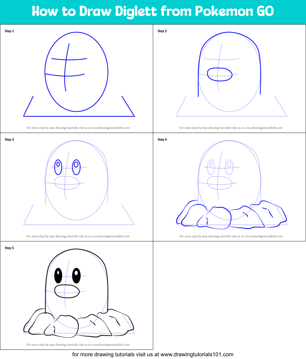 How to Draw Diglett from Pokemon GO Printable Step by Step