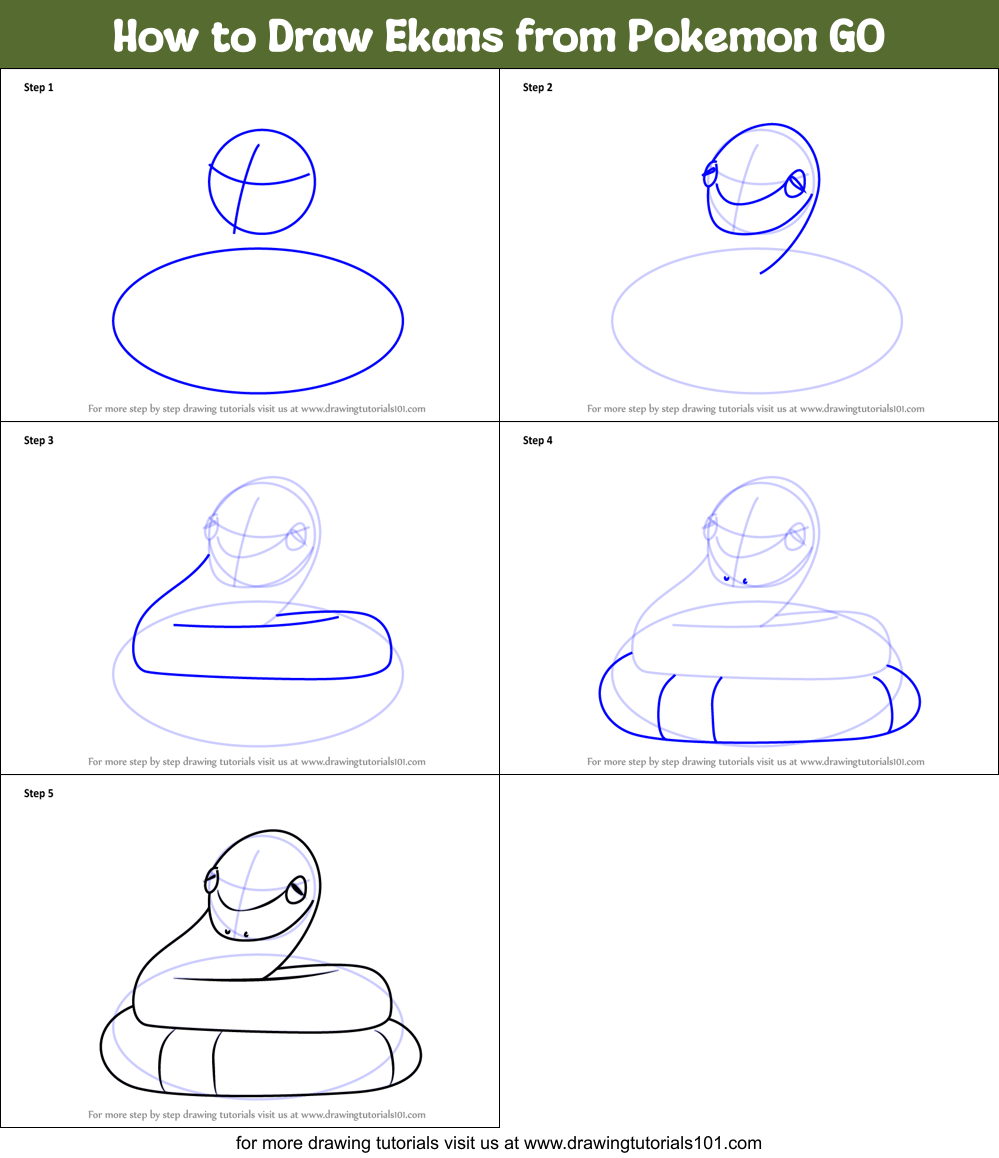 How to Draw Ekans from Pokemon GO Printable Step by Step