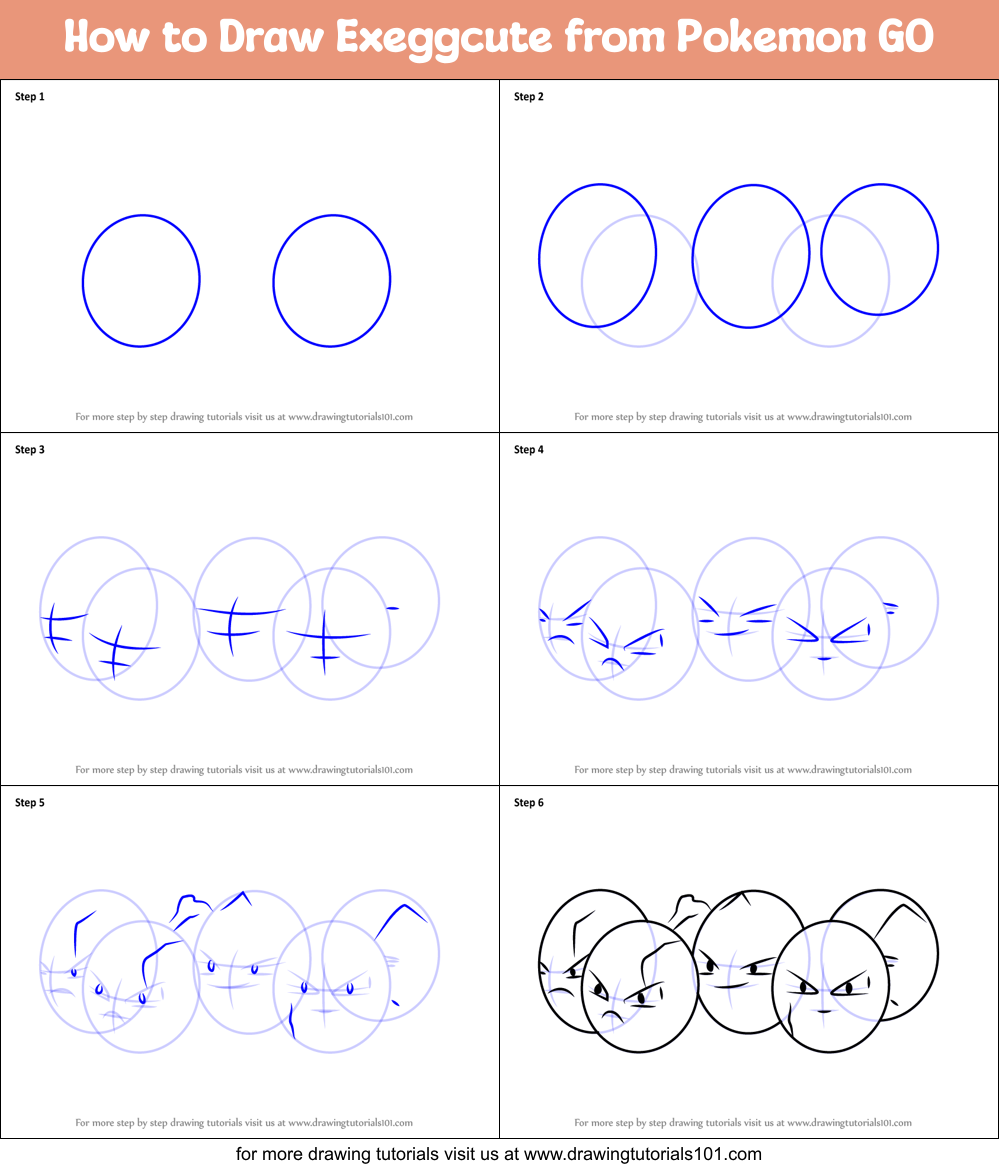 How to Draw Exeggcute from Pokemon GO Printable Step by Step