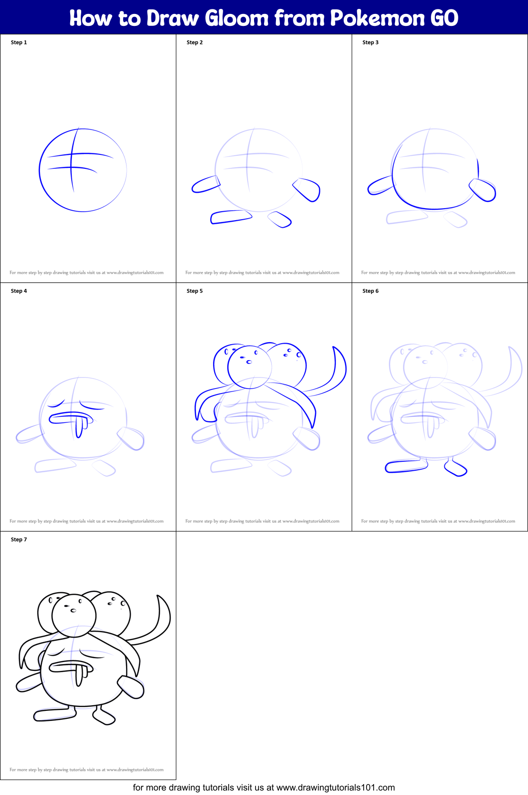 How to Draw Gloom from Pokemon GO Printable Step by Step