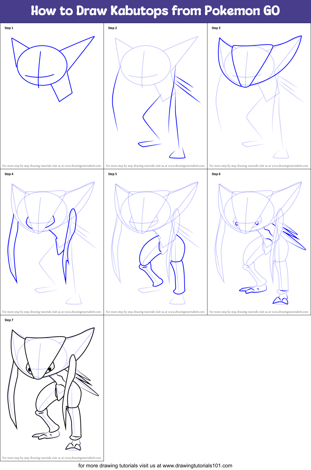 How to Draw Kabutops from Pokemon GO printable step by ...