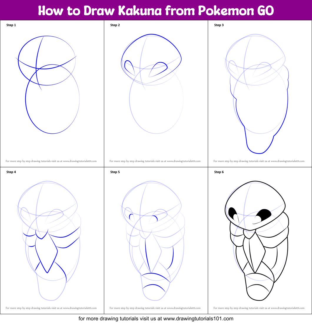 How to Draw Kakuna from Pokemon GO Printable Step by Step