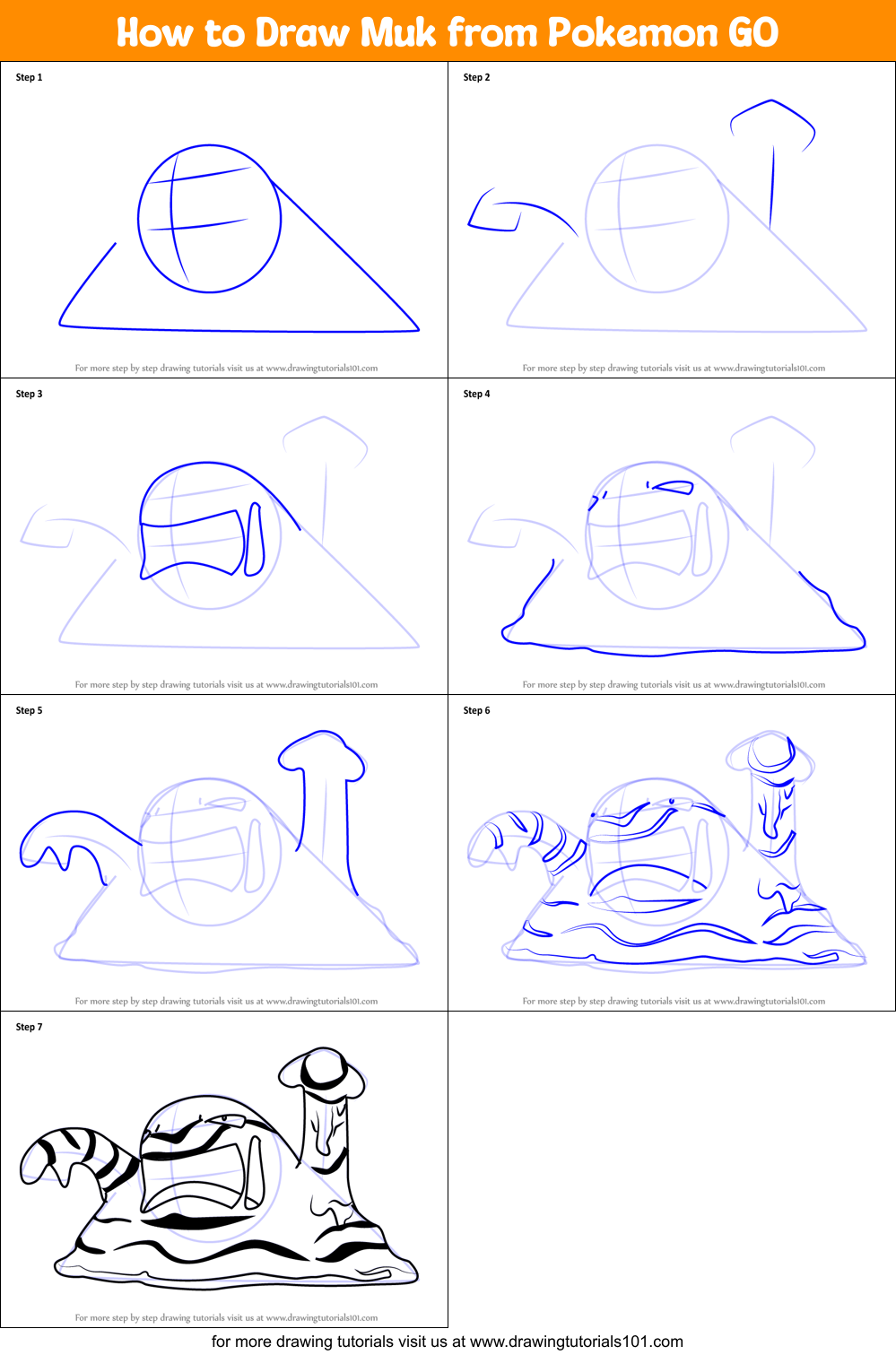 How to Draw Muk from Pokemon GO Printable Step by Step