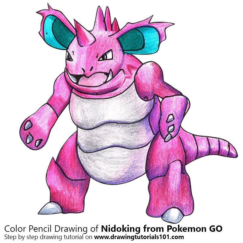 How to Draw Nidoking from Pokemon GO by Color Pencils
