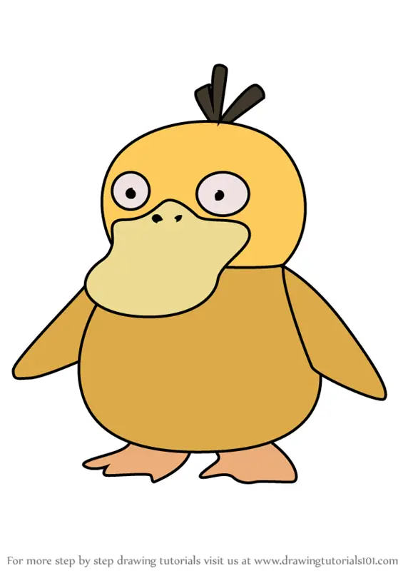 Step by Step How to Draw Psyduck from Pokemon GO : DrawingTutorials101.com