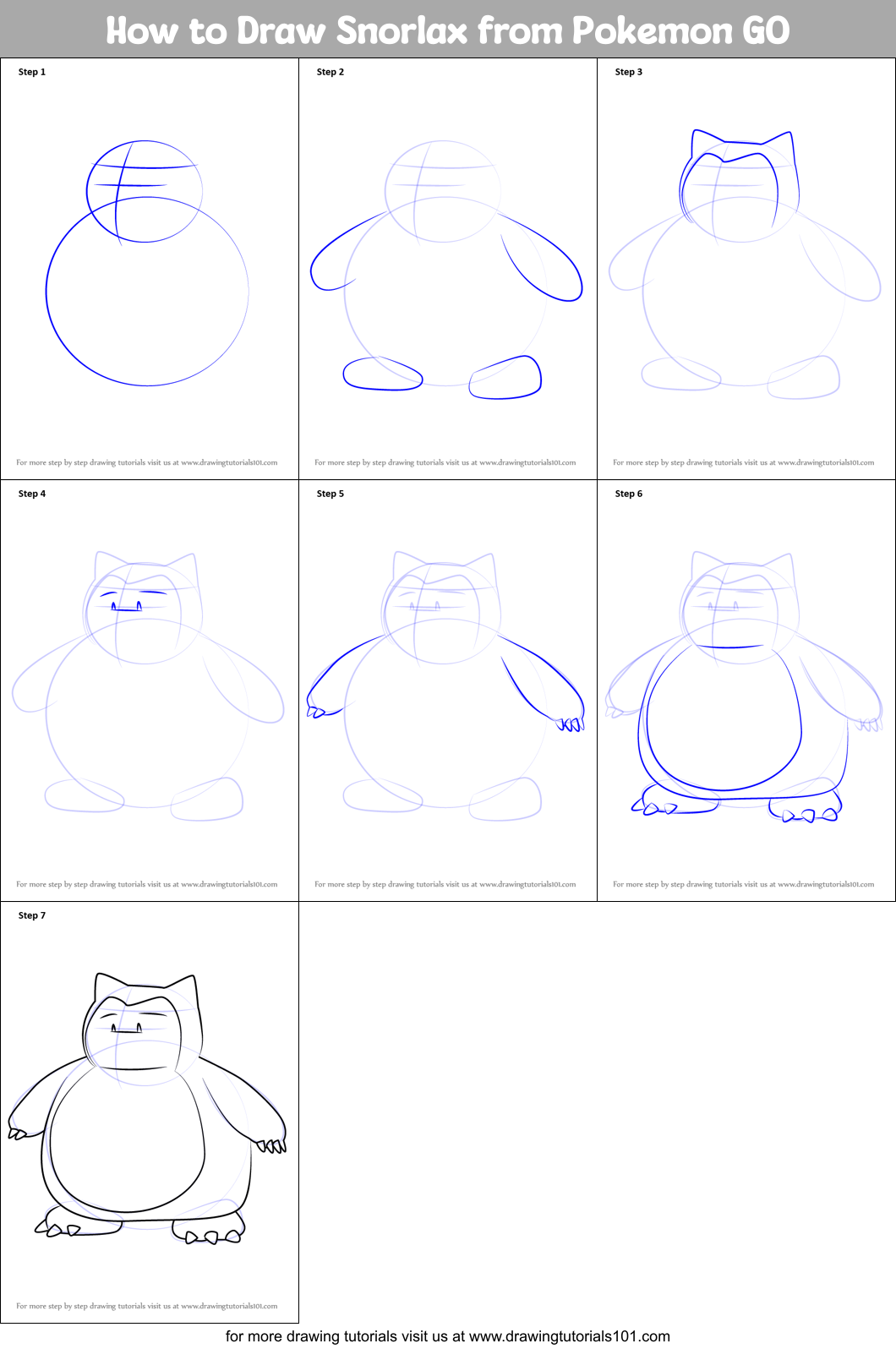 How to Draw Snorlax from Pokemon GO Printable Step by Step