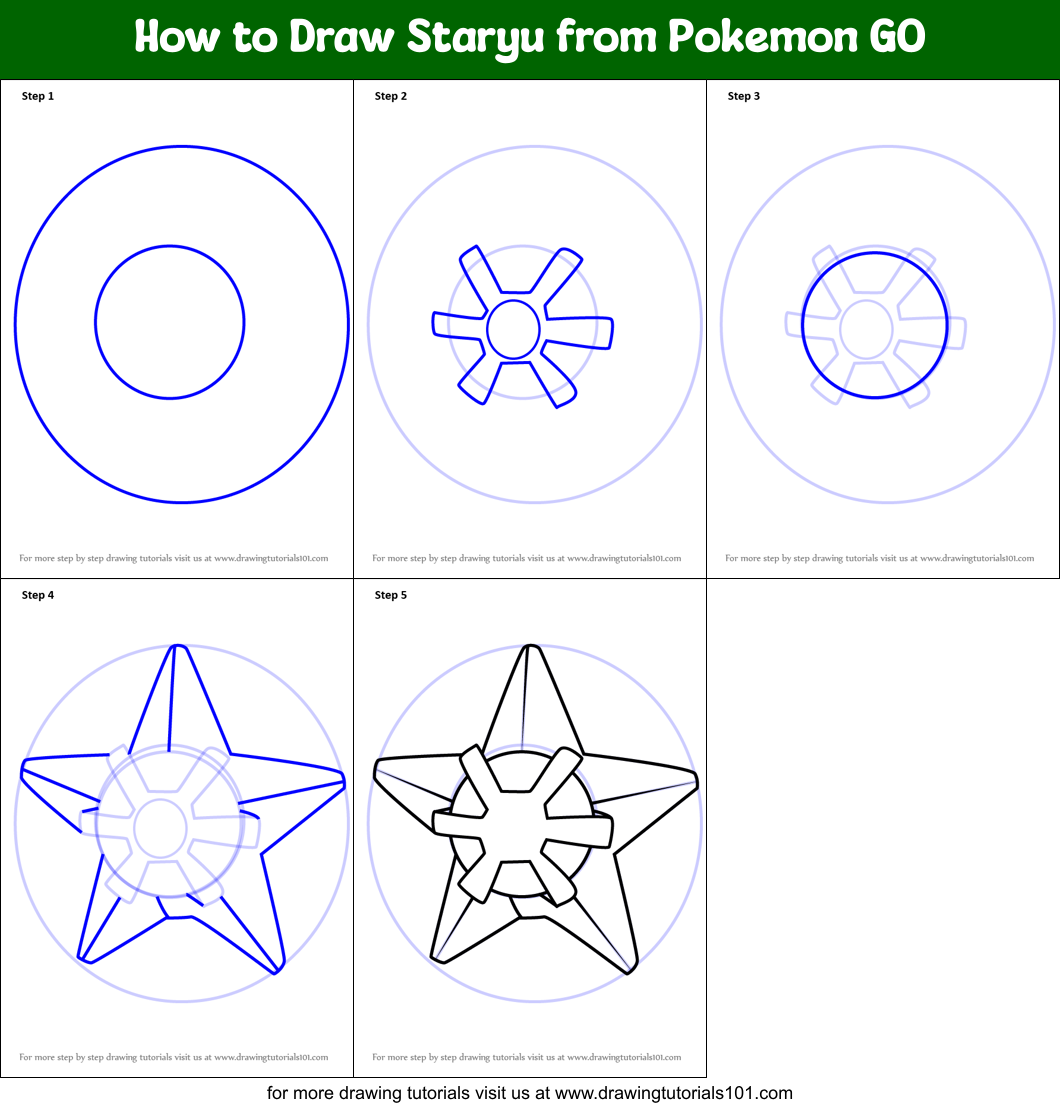 How to Draw Staryu from Pokemon GO Printable Step by Step