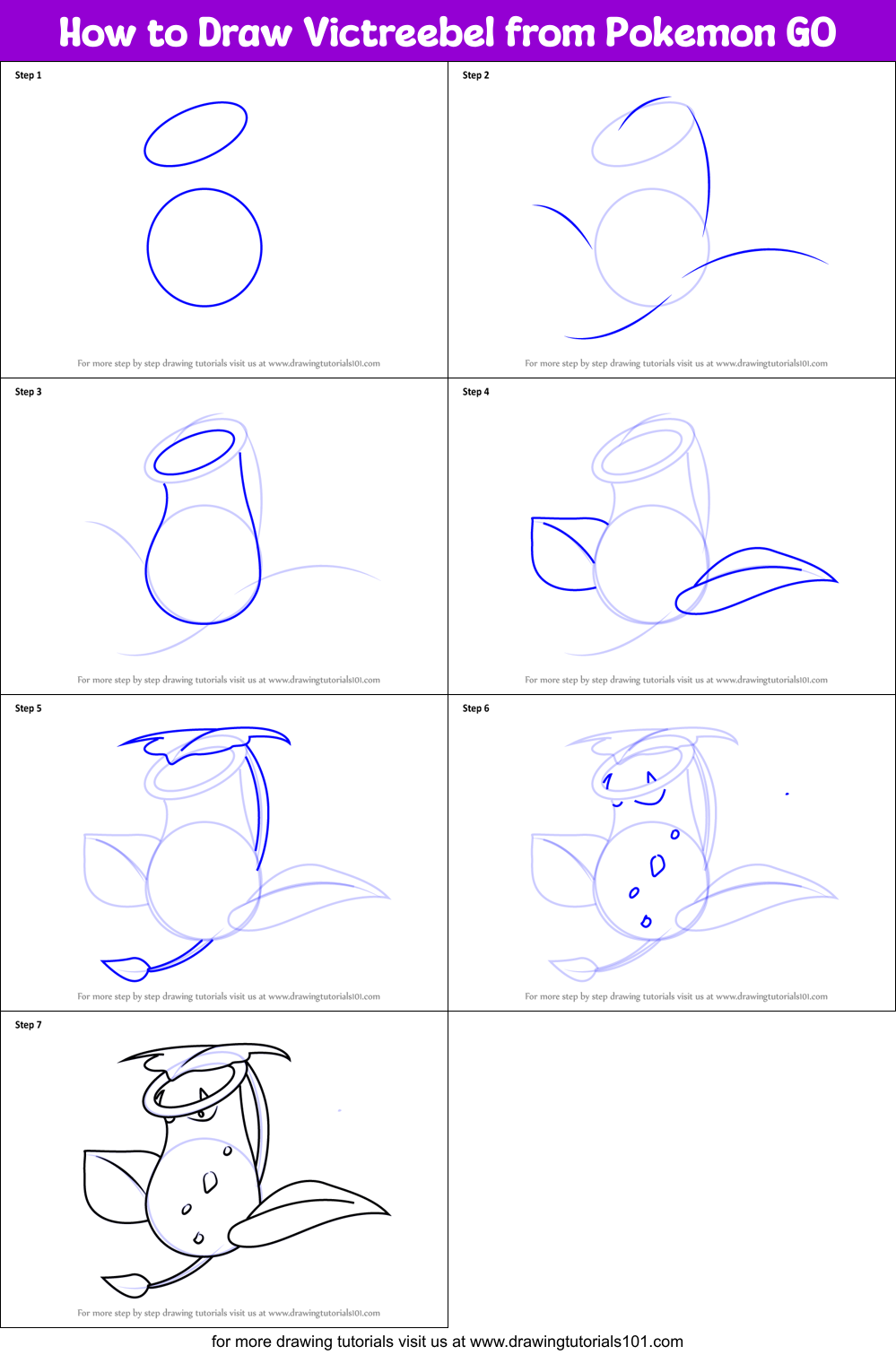 How to Draw Victreebel from Pokemon GO Printable Step by Step