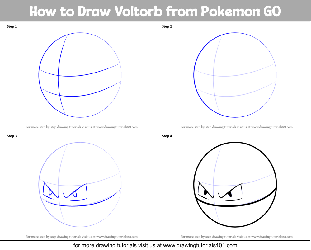 How to Draw Voltorb from Pokemon GO Printable Step by Step