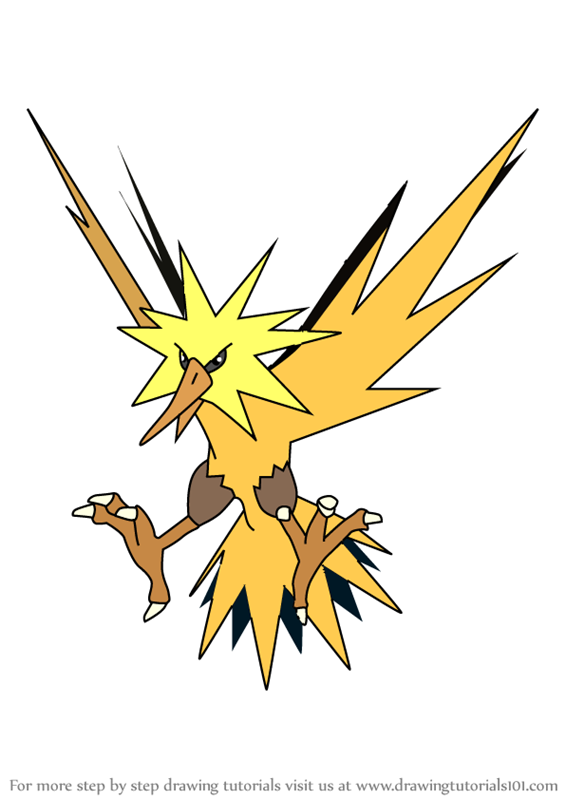 Learn How to Draw Zapdos from Pokemon GO (Pokemon GO) Step by Step