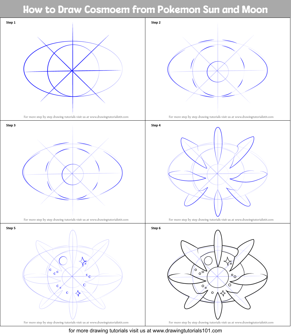 How to Draw Cosmoem from Pokemon Sun and Moon Printable Step by Step