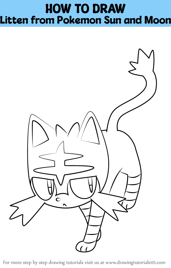 How to Draw Litten from Pokemon Sun and Moon (Pokémon Sun and Moon ...