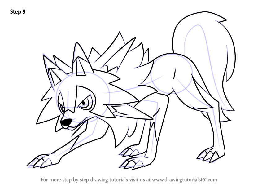 Step by Step How to Draw Lycanroc - Midday Form from Pokemon Sun and