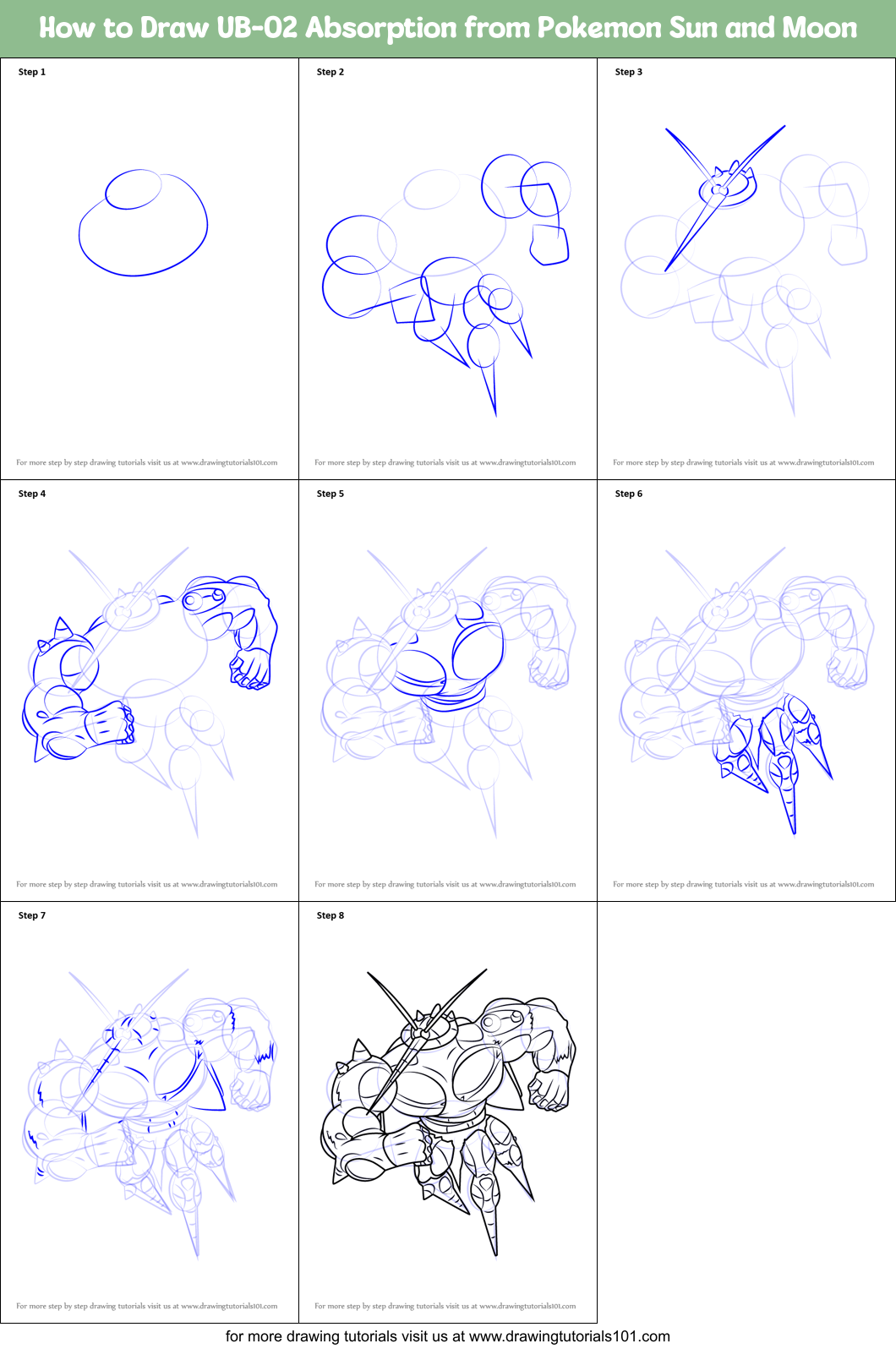 How to Draw UB-02 Absorption from Pokemon Sun and Moon Printable Step by Step