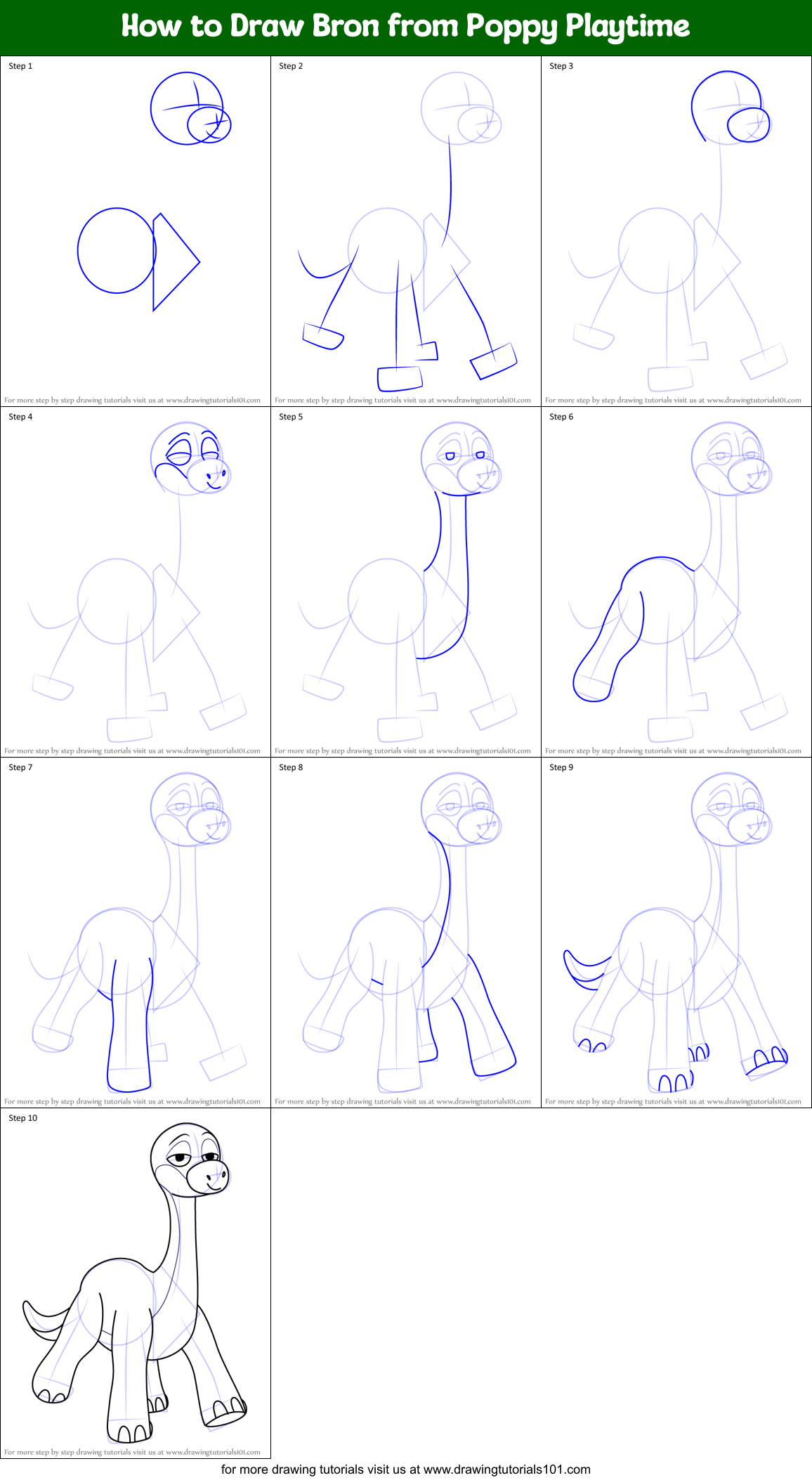 How to Draw Bron from Poppy Playtime Printable Step by Step