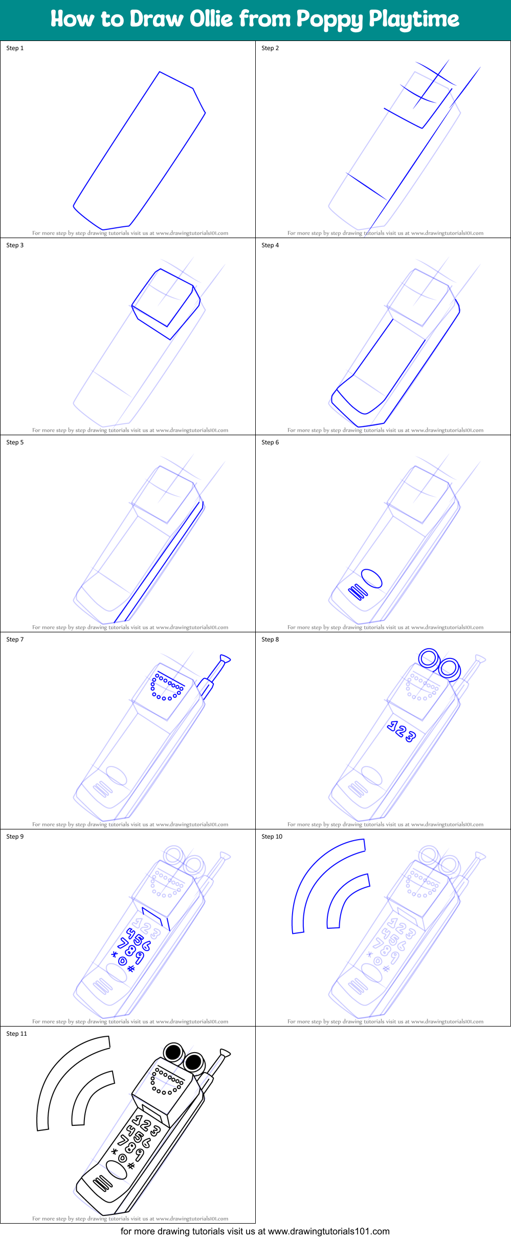 How to Draw Ollie from Poppy Playtime Printable Step by Step